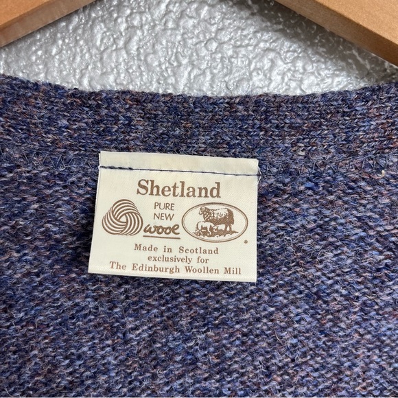 Vintage Edinburgh Woollen Mill Shetland Wool Cardigan Sweater 1980s - Picture 3 of 5